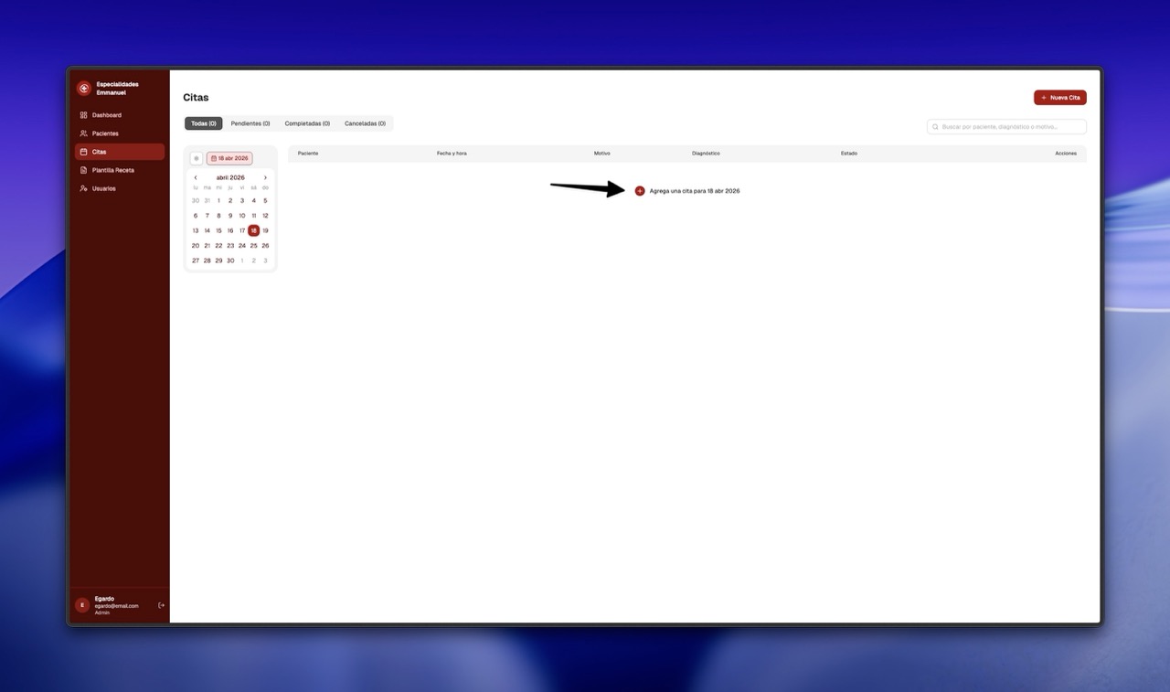Crear una cita desde el calendario