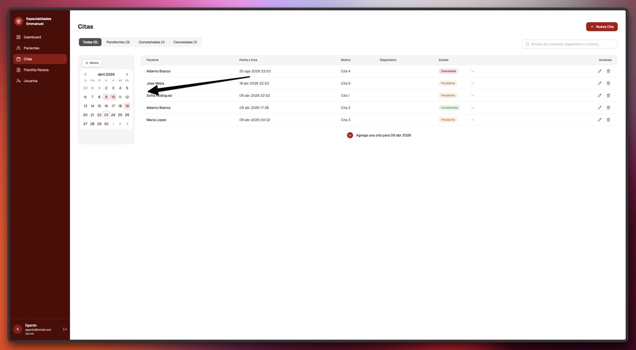 Filtrar citas usando el calendario