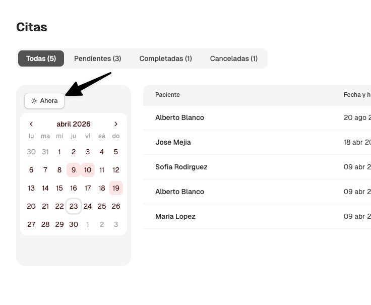 Filtro para ver las citas de hoy