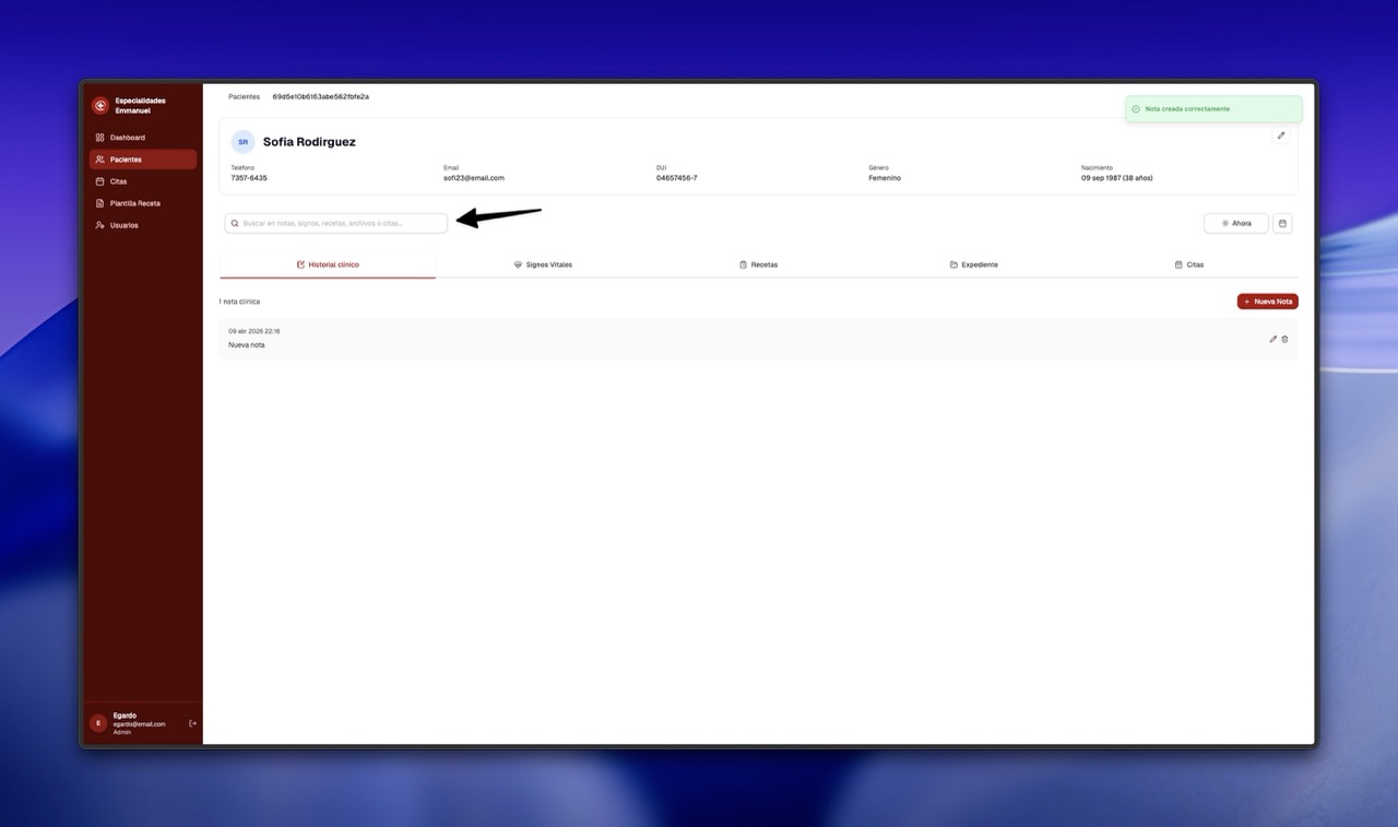 Barra de búsqueda del expediente