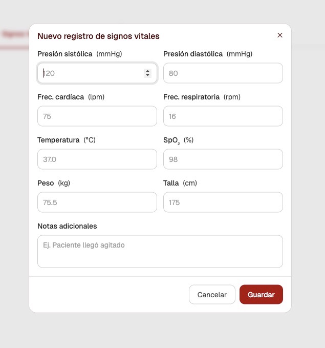 Modal para registrar signos vitales