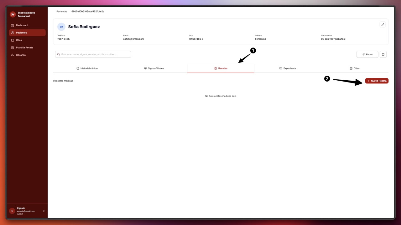 Ir a la pestaña de recetas
