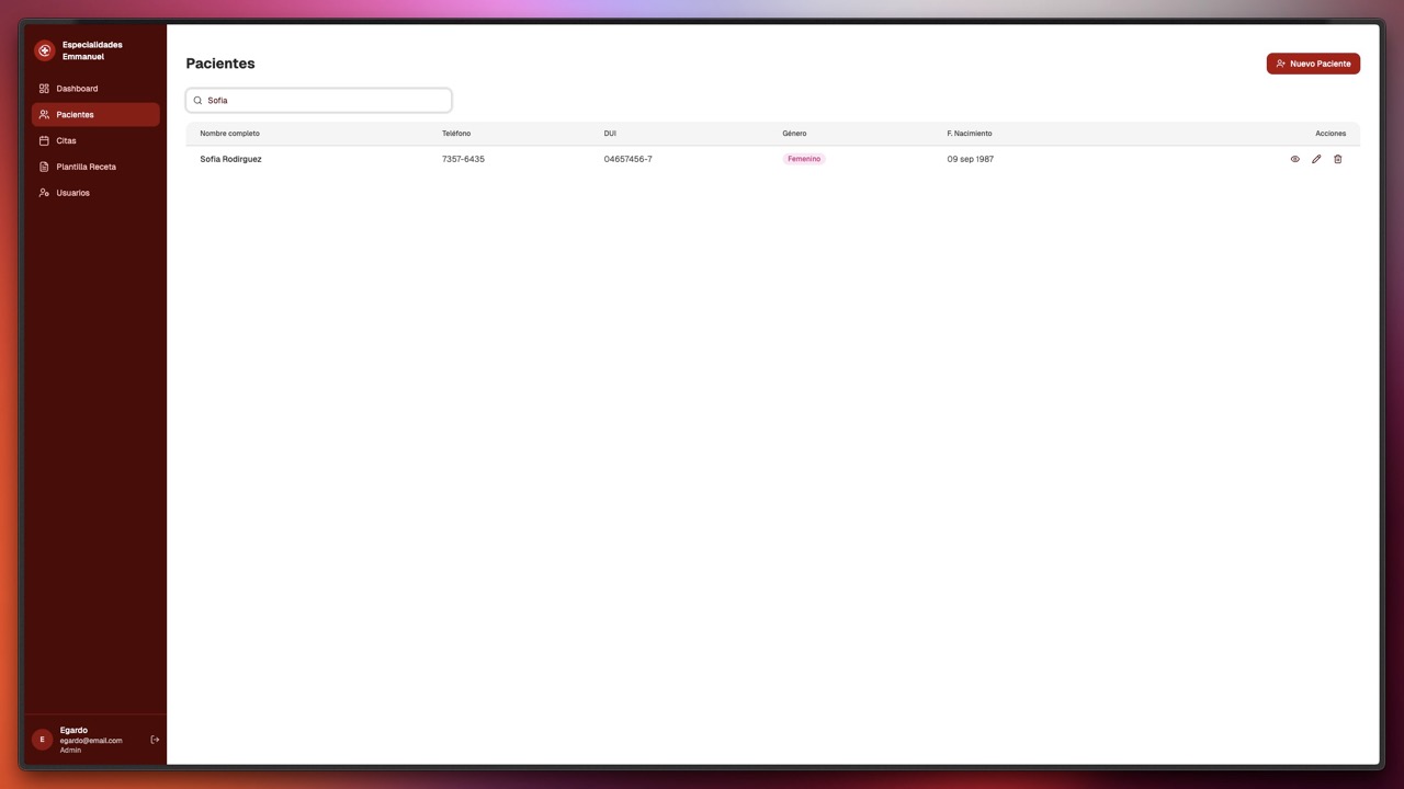 Buscar pacientes desde la barra de búsqueda