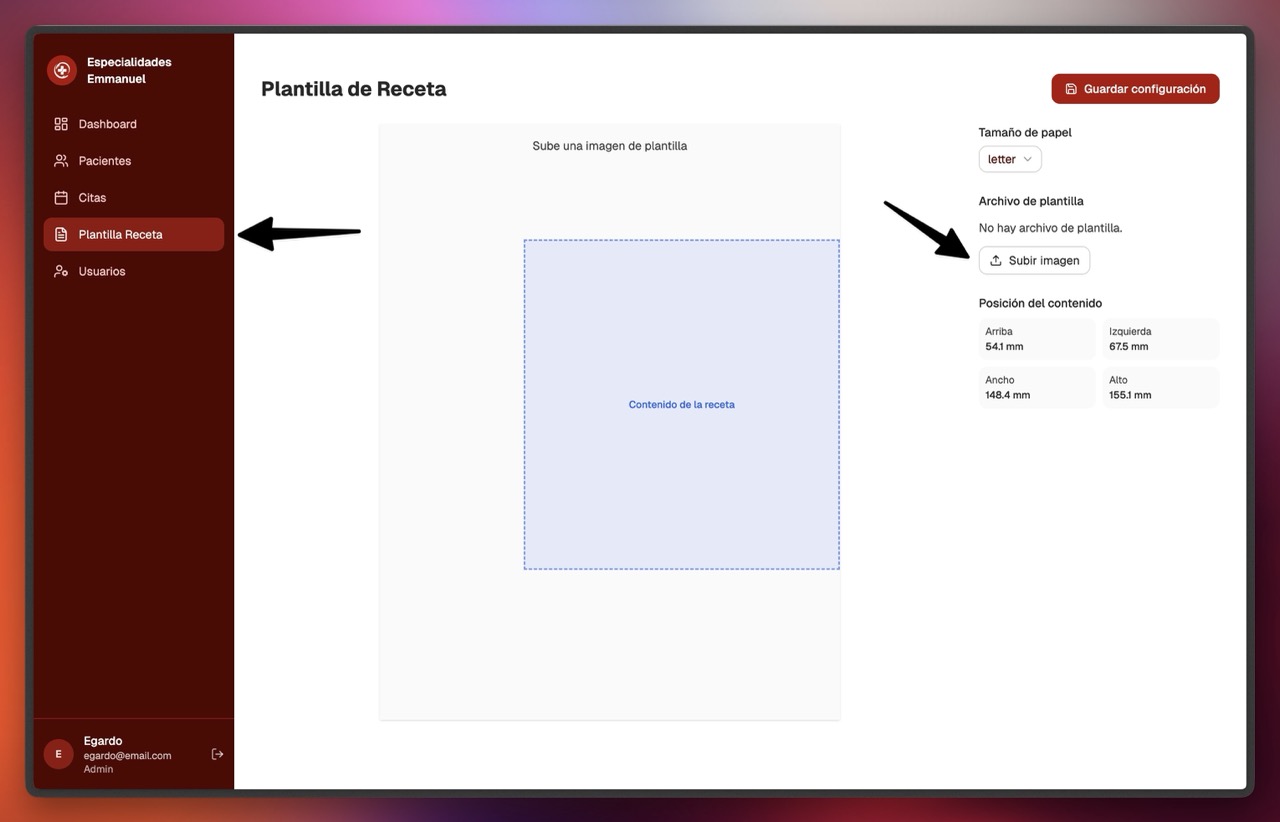 Ir a plantilla de receta y subir imagen