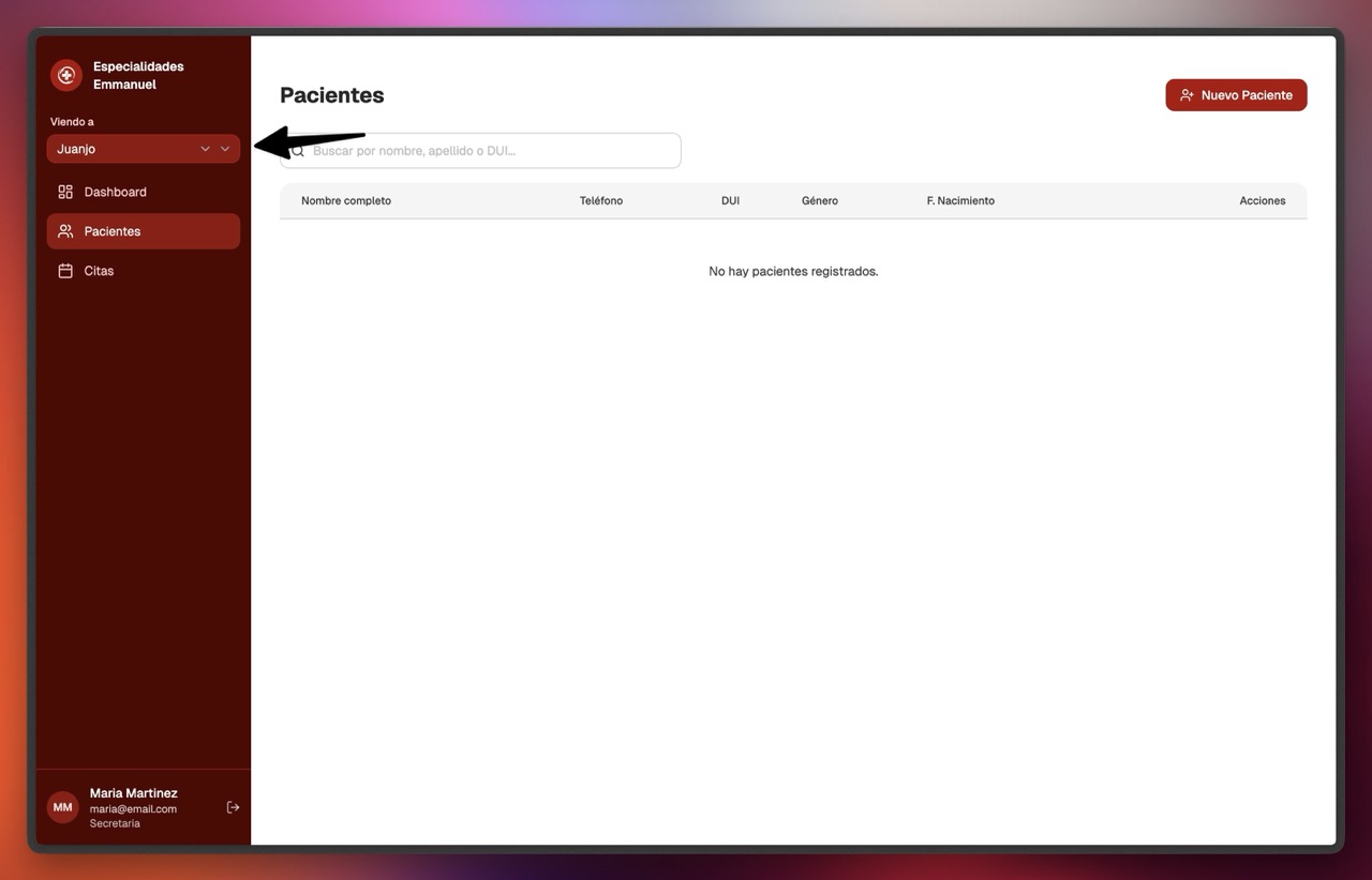 Selector para cambiar de doctor